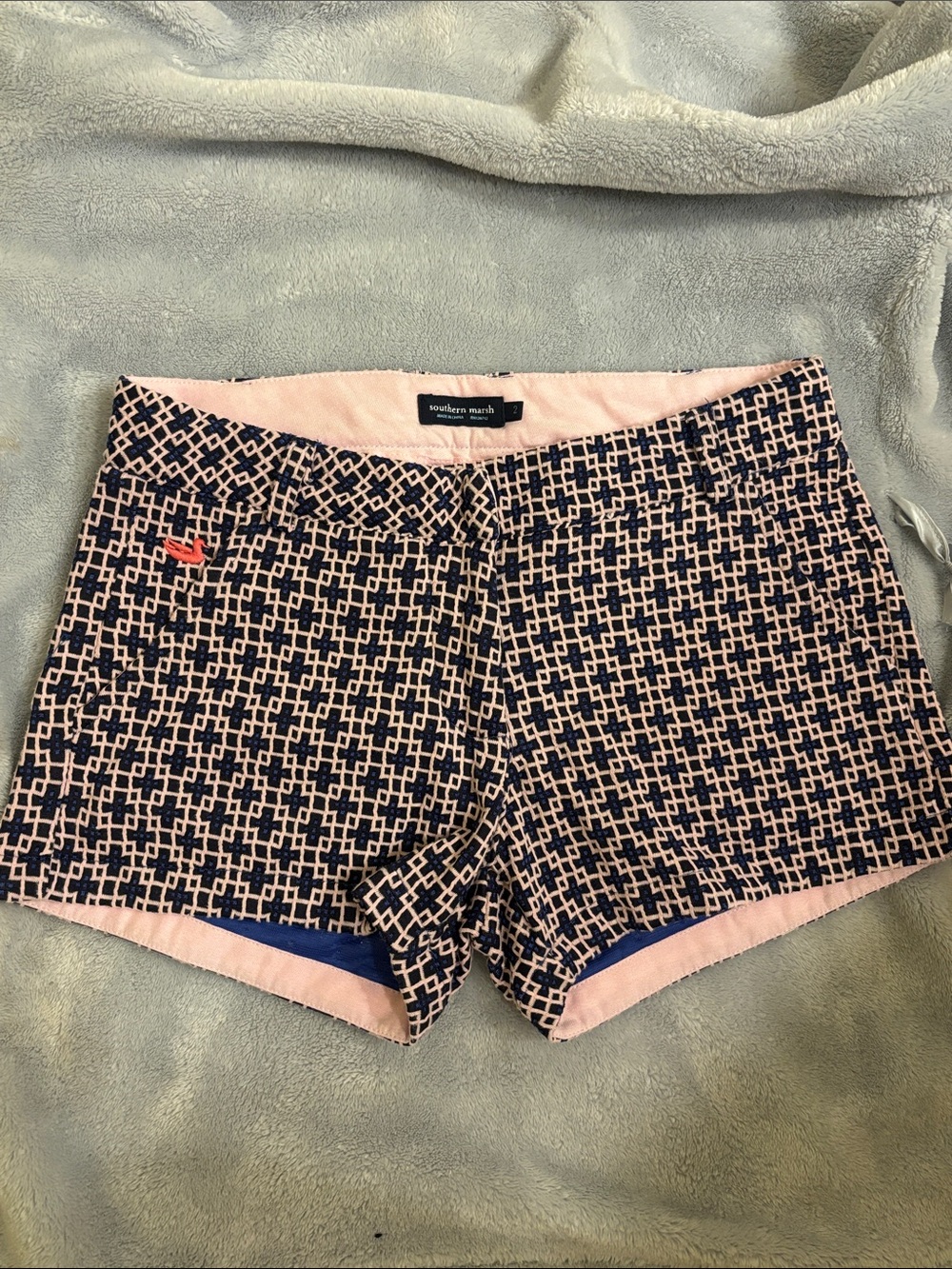 Southern Marsh Pink & Navy Geometric Bike Shorts
